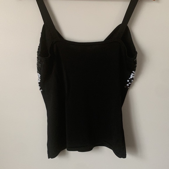 Black Katherine Barclay Dressy Tank Top, with Sequin Embellishment. - Picture 2 of 4